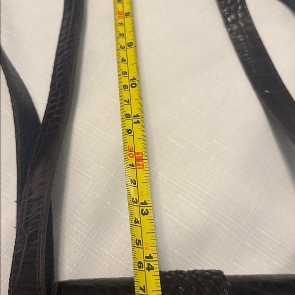 VTG Brighton Black Crocodile Print Brown Pebble Leather Bucket Tote Shoulder Bag - Picture 11 of 12